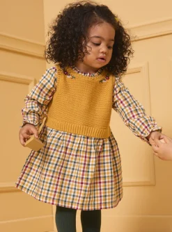 Sergent Major Robe-Robe bi-matière carreaux
