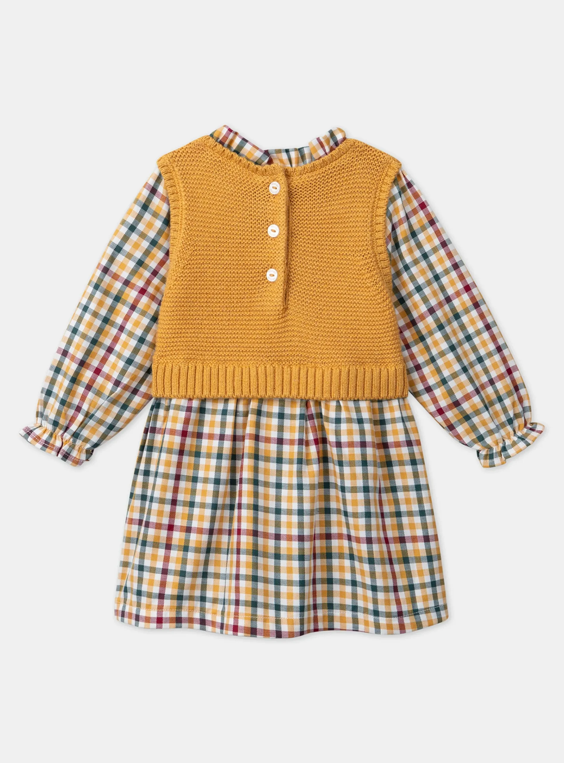 Sergent Major Robe-Robe bi-matière carreaux