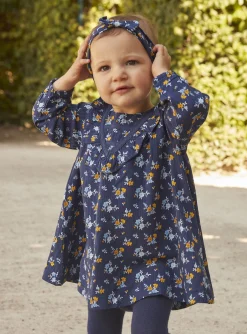 Sergent Major Robe-Robe bleu marine à imprimé fleuri