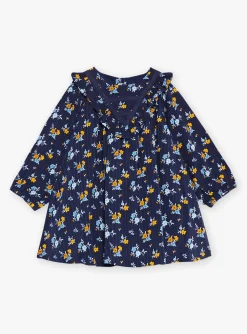 Sergent Major Robe-Robe bleu marine &agrave; imprim&eacute; fleuri
