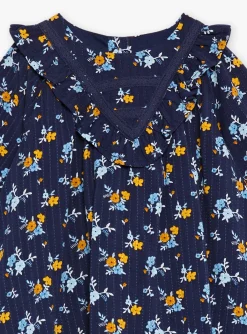 Sergent Major Robe-Robe bleu marine &agrave; imprim&eacute; fleuri