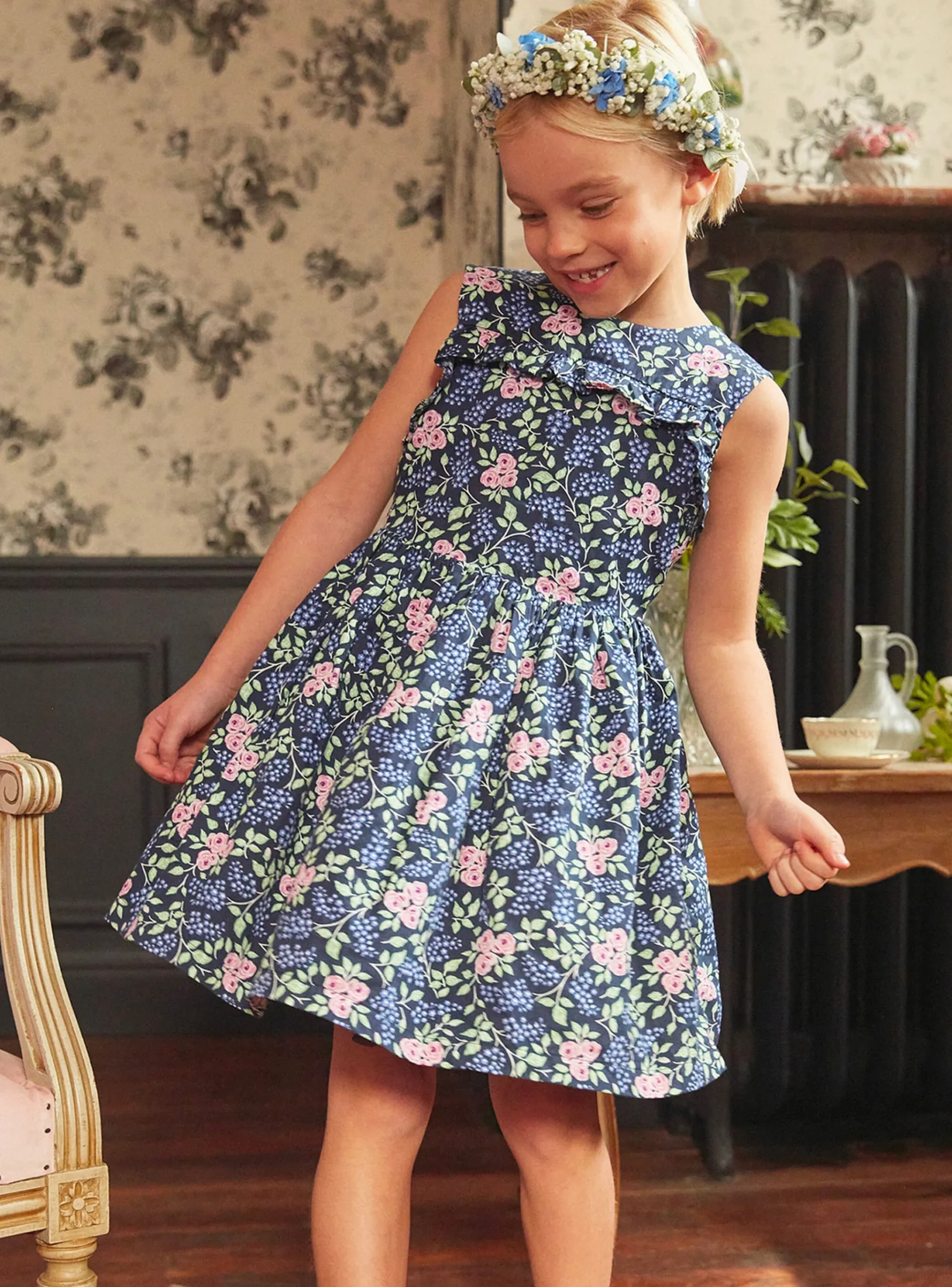 Sergent Major Robe & Combinaison-Robe bleu marine imprimée à fleurs dos nu