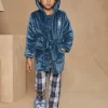 Sergent Major Pyjama-Robe de chambre bleue &agrave; capuche