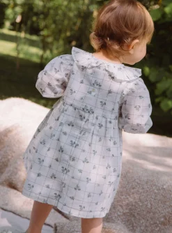 Sergent Major Robe-Robe &eacute;crue &agrave; imprim&eacute; &agrave; carreaux et fleuri