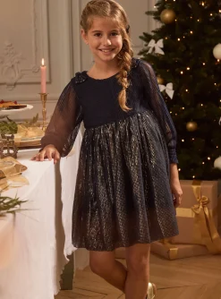 Sergent Major Robe & Combinaison-Robe marine &agrave; sequins dor&eacute;s