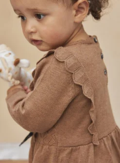 Sergent Major Robe-Robe marron chin&eacute; en tricot fantaisie