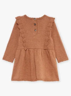 Sergent Major Robe-Robe marron chin&eacute; en tricot fantaisie