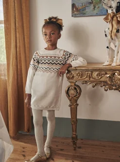 Sergent Major Robe & Combinaison-Robe pull écrue à motifs jacquard