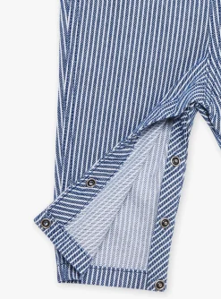 Sergent Major Ensemble, Combinaison & Salopette-Salopette bleue et blanche en twill &agrave; imprim&eacute; &agrave; rayures