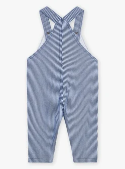 Sergent Major Ensemble, Combinaison & Salopette-Salopette bleue et blanche en twill &agrave; imprim&eacute; &agrave; rayures
