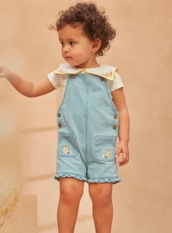 Sergent Major Ensemble, Combinaison & Salopette-Salopette courte en denim avec broderies