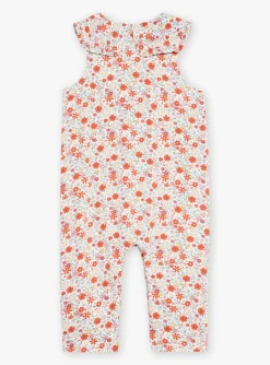 Sergent Major Ensemble, Combinaison & Salopette-Salopette vanille en twill &agrave; imprim&eacute; fleuri