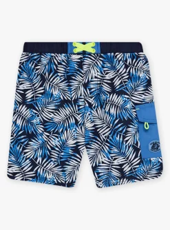 Sergent Major Maillot De Bain & Tenue De Plage-Short de bain bleu imprim&eacute; feuilles enfant gar&ccedil;on