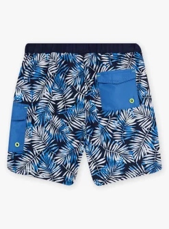 Sergent Major Maillot De Bain & Tenue De Plage-Short de bain bleu imprim&eacute; feuilles enfant gar&ccedil;on