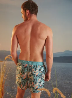Sergent Major Maillot De Bain & Tenue De Plage-Short de bain turquoise &agrave; imprim&eacute; fleuri
