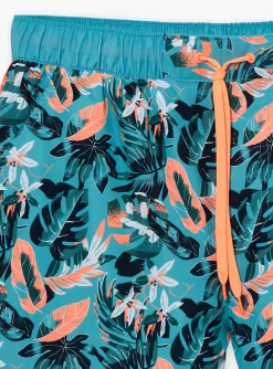 Sergent Major Maillot De Bain & Tenue De Plage-Short de bain turquoise &agrave; imprim&eacute; fleuri