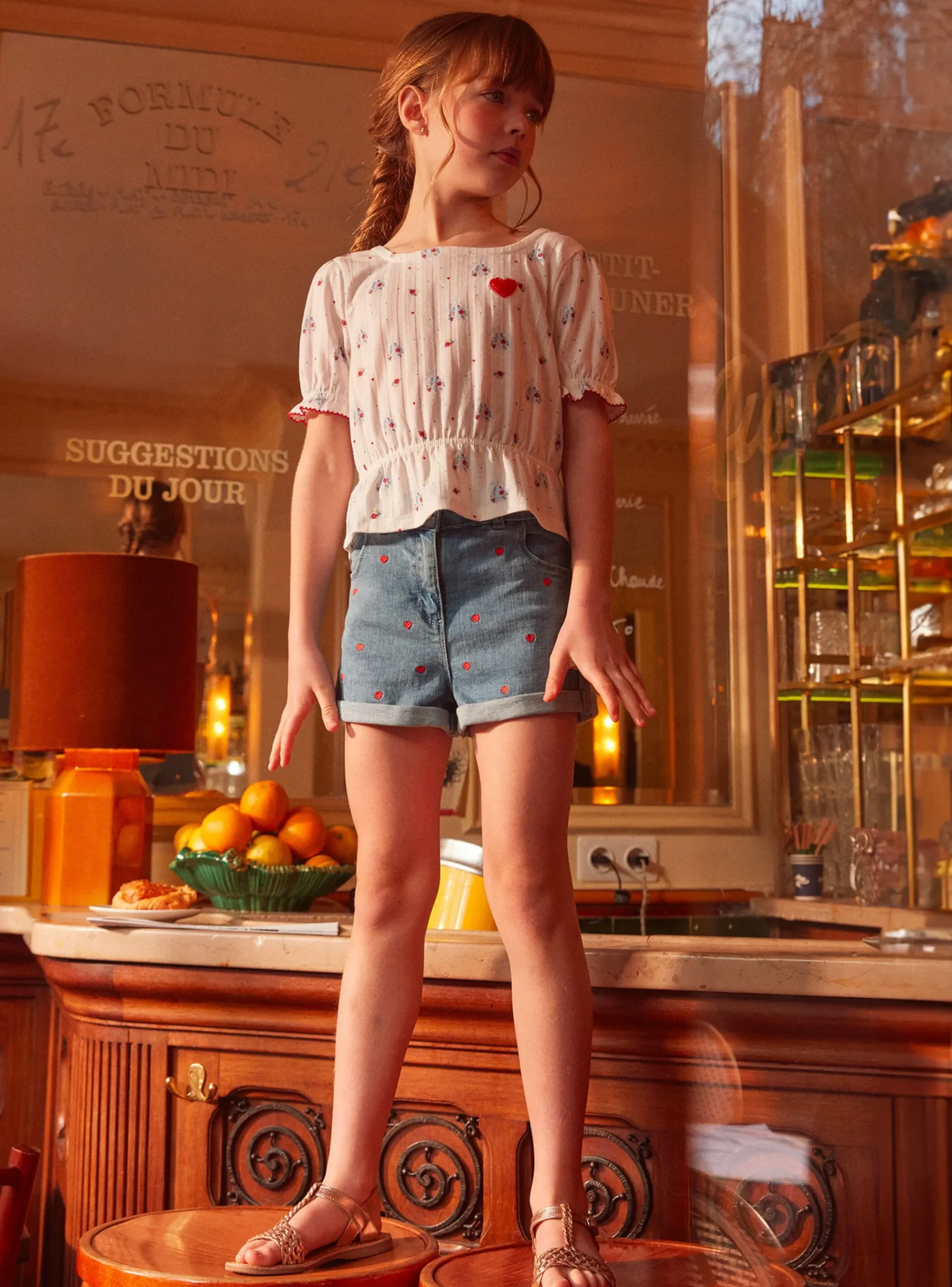 Sergent Major Jupe & Short-Short en jean coeurs