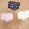 Sergent Major Sous-vêtement, Chaussette & Collant-3 shortys bleu, mauve et &eacute;cru &agrave; imprim&eacute; et motifs fleuris