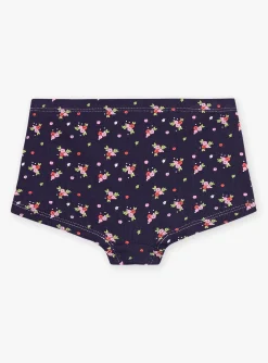 Sergent Major Sous-vêtement, Chaussette & Collant-3 shortys bleu, mauve et &eacute;cru &agrave; imprim&eacute; et motifs fleuris