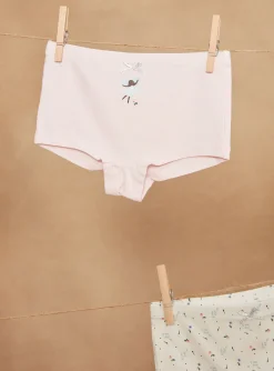 Sergent Major Sous-vêtement, Chaussette & Collant-5 shortys ciel, &eacute;cru, rose et orange &agrave; imprim&eacute; curs et fleuris et motifs f&eacute;es danseuses