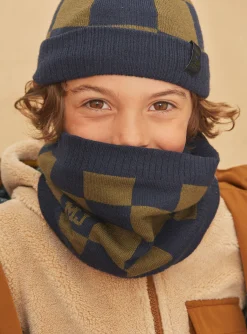 Sergent Major Bonnet, Echarpe, & Gant-Snood kaki et bleu marine en tricot