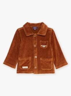 Sergent Major Chemise, T-shirt & Polo-Surchemise marron en velours c&ocirc;tel&eacute;