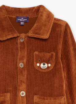 Sergent Major Chemise, T-shirt & Polo-Surchemise marron en velours c&ocirc;tel&eacute;