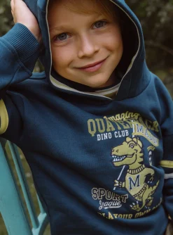 Sergent Major Pull, Gilet & Sweat-Sweat à capuche bleu pétrole et jaune