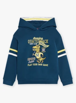 Sergent Major Pull, Gilet & Sweat-Sweat &agrave; capuche bleu p&eacute;trole et jaune