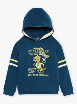 Sergent Major Pull, Gilet & Sweat-Sweat &agrave; capuche bleu p&eacute;trole et jaune