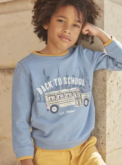 Sergent Major Pull, Gilet & Sweat-Sweat bleu en molleton gratté