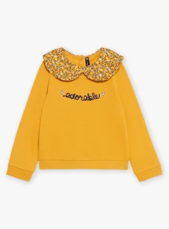 Sergent Major Pull, Gilet & Cardigan-Sweat ocre en molleton gratt&eacute;