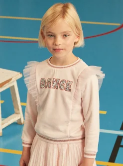 Sergent Major Pull, Gilet & Cardigan-Sweat rose à volants