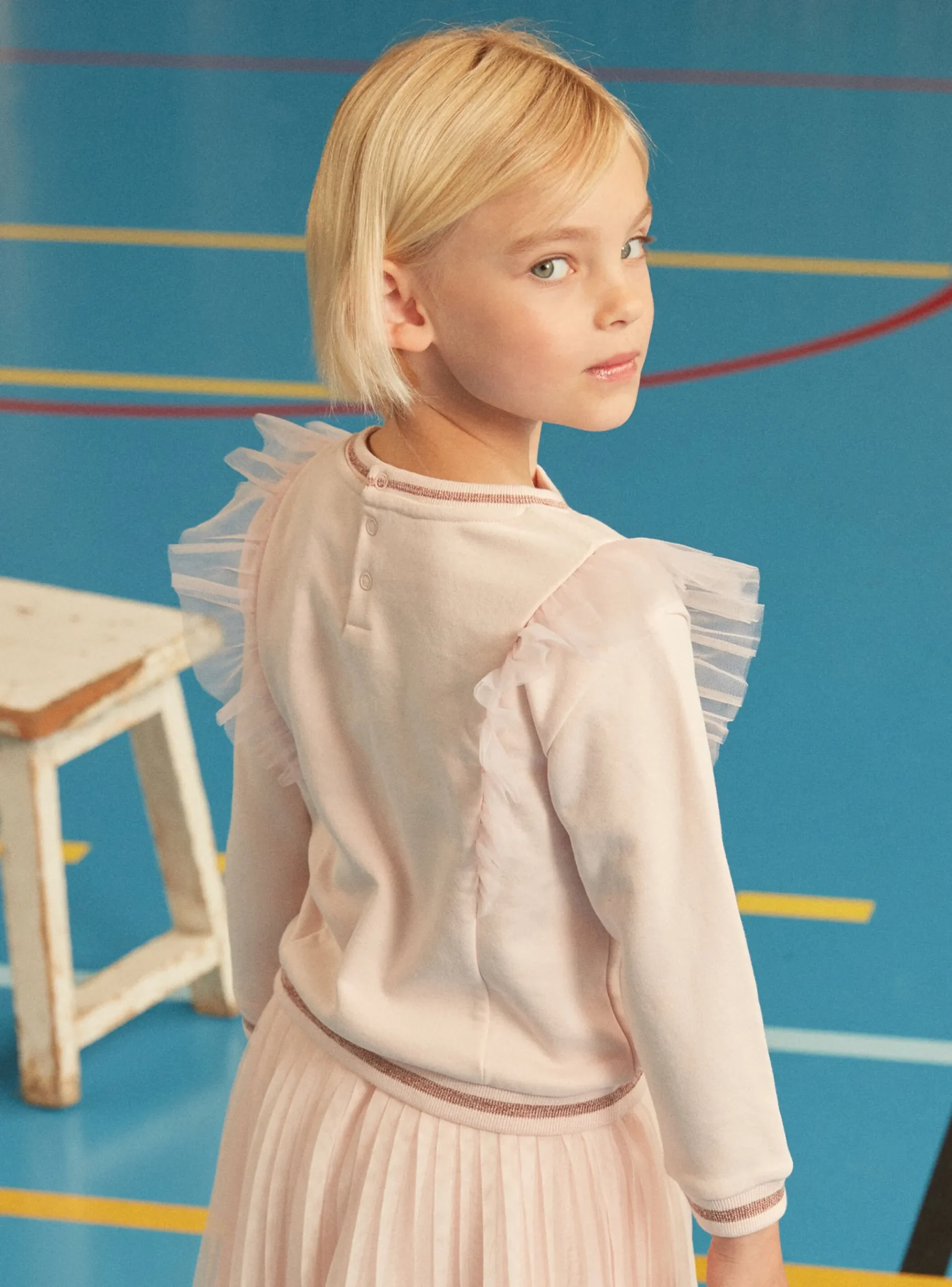 Sergent Major Pull, Gilet & Cardigan-Sweat rose à volants