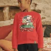 Sergent Major Pull, Gilet & Sweat-Sweat rouge &agrave; motif No&euml;l