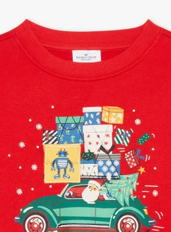 Sergent Major Pull, Gilet & Sweat-Sweat rouge &agrave; motif No&euml;l
