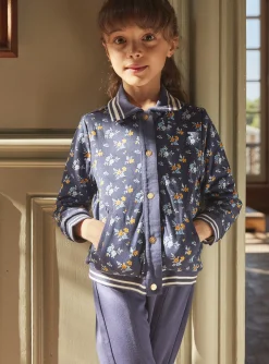Sergent Major Pull, Gilet & Cardigan-Teddy bleu marine &agrave; imprim&eacute; fleuri