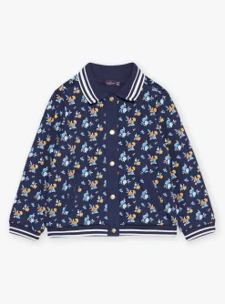 Sergent Major Pull, Gilet & Cardigan-Teddy bleu marine &agrave; imprim&eacute; fleuri