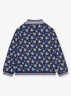 Sergent Major Pull, Gilet & Cardigan-Teddy bleu marine &agrave; imprim&eacute; fleuri