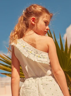 Sergent Major Blouse & T-shirt-Top Écru à Encolure Volantée Ivoire