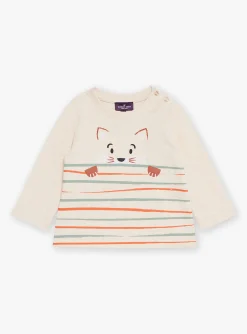 Sergent Major Chemise, T-shirt & Polo-T-shirt beige chin&eacute; &agrave; manches longues &agrave; motif renard