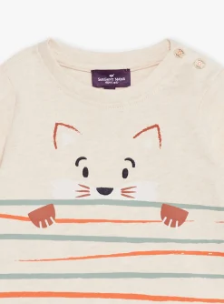 Sergent Major Chemise, T-shirt & Polo-T-shirt beige chin&eacute; &agrave; manches longues &agrave; motif renard