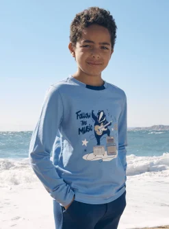Sergent Major T-shirt & Polo-T-shirt bleu ciel en jersey à motif blaireau guitariste
