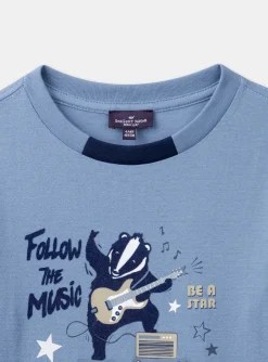 Sergent Major T-shirt & Polo-T-shirt bleu ciel en jersey &agrave; motif blaireau guitariste