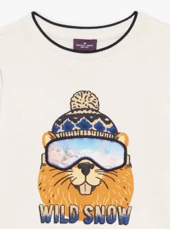 Sergent Major T-shirt & Polo-T-shirt &eacute;cru &agrave; motif castor avec effet holographique