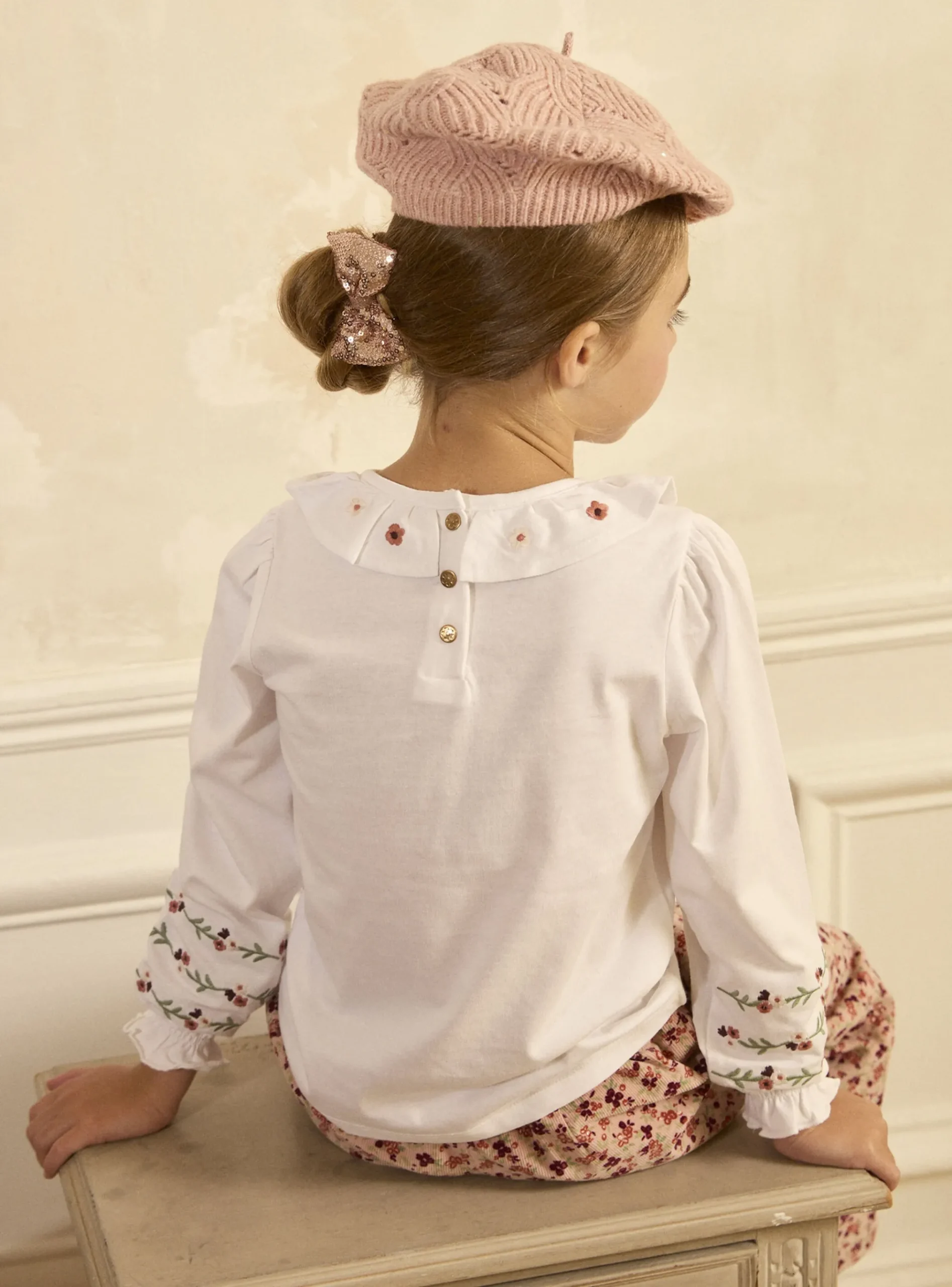 Sergent Major Blouse & T-shirt-T-shirt écru brodé