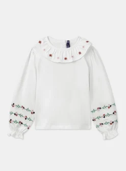 Sergent Major Blouse & T-shirt-T-shirt écru brodé