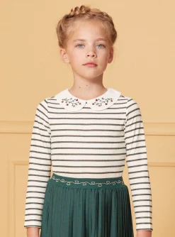 Sergent Major Blouse & T-shirt-T-shirt marinière vert