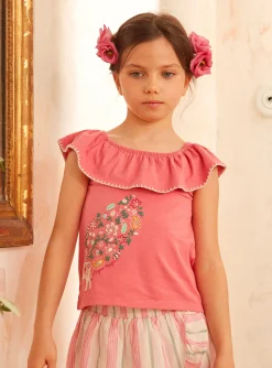 Sergent Major Blouse & T-shirt-T-shirt rose avec éléphant