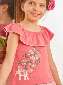 Sergent Major Blouse & T-shirt-T-shirt rose avec éléphant